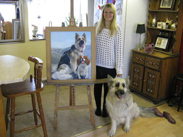 Amanda with Maddie and her portrait